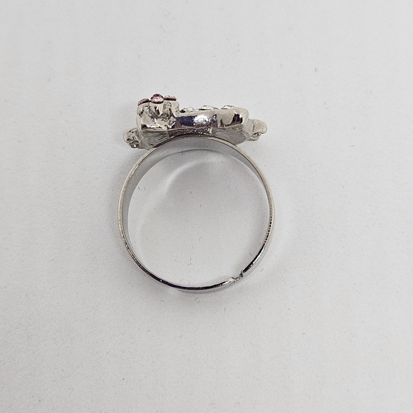 Hello Kitty - Silver Tone Adjustable Rhinestone Ring - Picture 7 of 12
